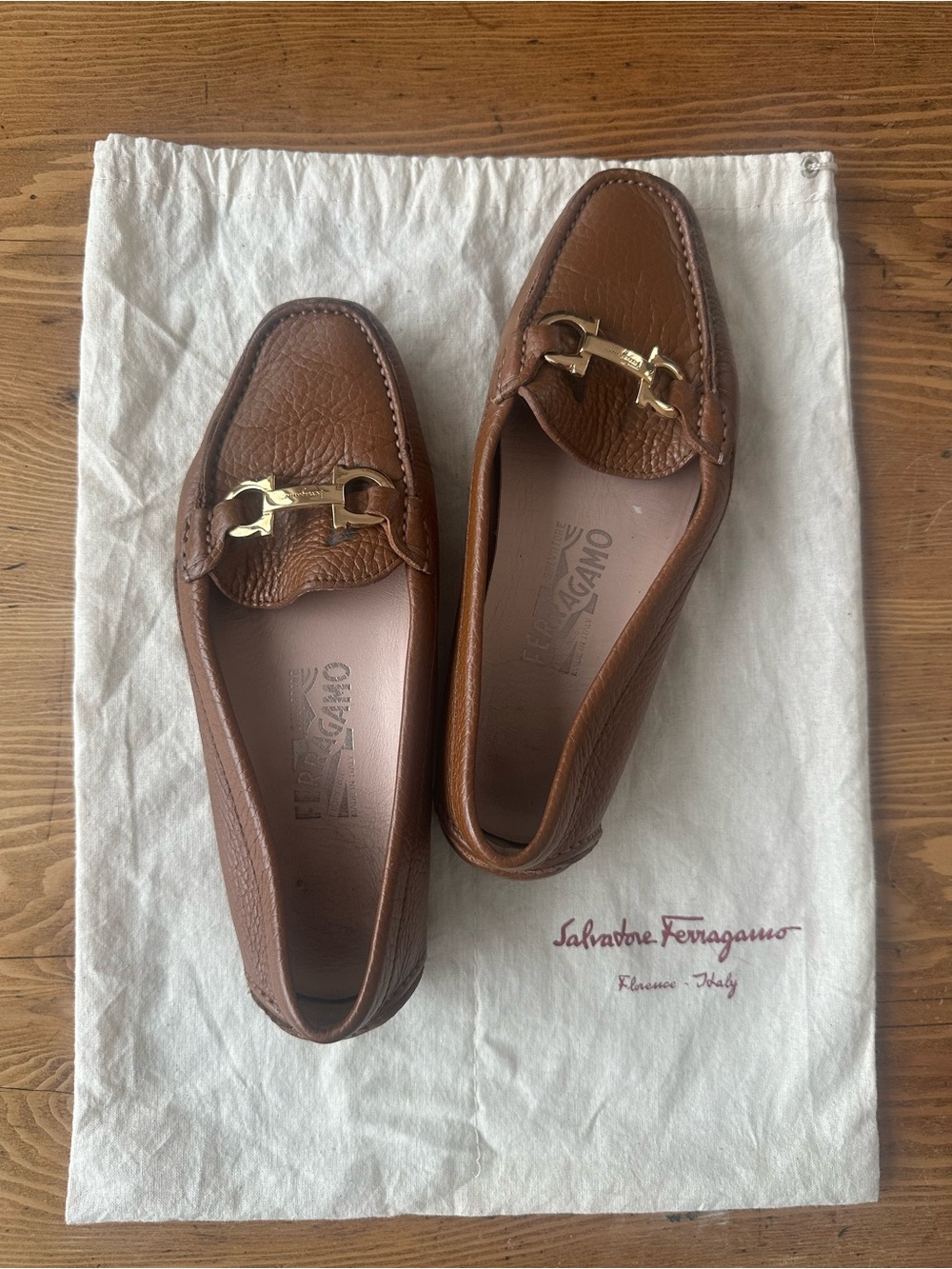Salvatore Ferragamo Chestnut Leather Horsebit Loafers